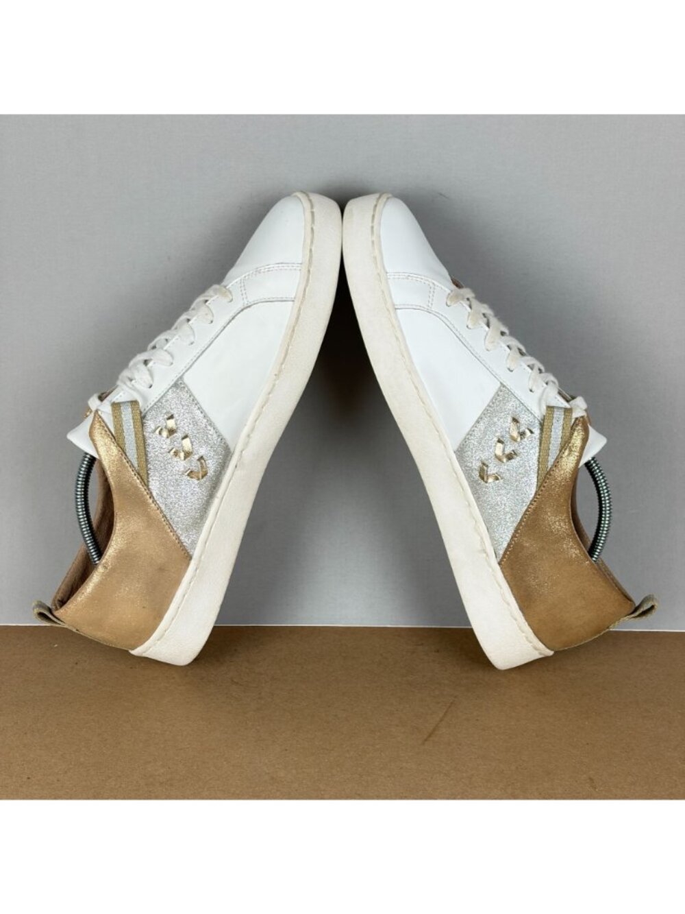 Jack Rogers Ainsley Metallic Leather Casual Shoes Womens 10 White Gold Silver - Picture 5 of 10